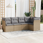 HKH 5 Pcs Conjunto de Sofás P/ Jardim com Almofadões Vime Pe - Bege