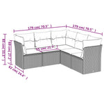 HKH 5 Pcs Conjunto de Sofás P/ Jardim com Almofadões Vime Pe - Bege