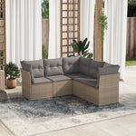 HKH 5 Pcs Conjunto de Sofás P/ Jardim com Almofadões Vime Pe - Bege