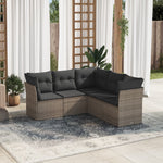 HKH 5 Pcs Conjunto Sofás de Jardim C/ Almofadões Vime Pe - Cinzento