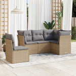 HKH 5 Pcs Conjunto de Sofás P/ Jardim com Almofadões Vime Pe - Bege