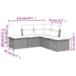 HKH 5 Pcs Conjunto Sofás de Jardim com Almofadões Vime Pe - Preto