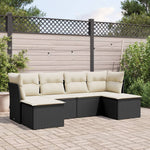 HKH 6 Pcs Conjunto Sofás de Jardim C/ Almofadões Vime Pe - Preto