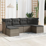 HKH 6 Pcs Conjunto Sofás de Jardim com Almofadões Vime - Cinzento