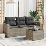 HKH 4 Pcs Conj. Sofás Jardim C/ Almofadões Vime Pe Cinzento-claro - Cinzeto