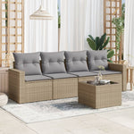 HKH 5 Pcs Conjunto de Sofás P/ Jardim com Almofadões Vime Pe - Bege