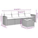 HKH 5 Pcs Conjunto Sofás de Jardim C/ Almofadões Vime Pe - Cinzento