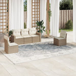 HKH 5 Pcs Conjunto de Sofás P/ Jardim com Almofadões Vime Pe - Bege