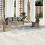 HKH 5 Pcs Conjunto de Sofás P/ Jardim com Almofadões Vime Pe - Bege