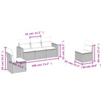 HKH 5 Pcs Conjunto Sofás de Jardim C/ Almofadões Vime Pe - Cinzento