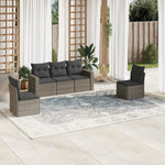 HKH 5 Pcs Conjunto Sofás de Jardim C/ Almofadões Vime Pe - Cinzento