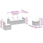 HKH 5 Pcs Conj. Sofás Jardim C/ Almofadões Vime Pe -claro - Cinzento