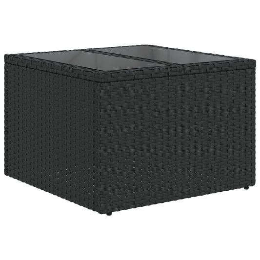 HKH 5 Pcs Conjunto Sofás de Jardim com Almofadões Vime Pe - Preto