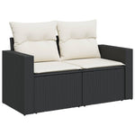 HKH 5 Pcs Conjunto Sofás de Jardim com Almofadões Vime Pe - Preto