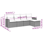 HKH 5 Pcs Conjunto Sofás de Jardim com Almofadões Vime Pe - Preto