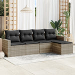 HKH 5 Pcs Conj. Sofás Jardim C/ Almofadões Vime Pe Cinzento-claro - Cinzeto