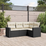 HKH 4 Pcs Conjunto de Sofás para Jardim C/ Almofadões Vime Pe - Preto