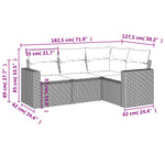 HKH 4 Pcs Conjunto Sofás de Jardim C/ Almofadões Vime Pe - Cinzento
