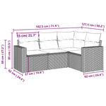 HKH 4 Pcs Conj. Sofás Jardim C/ Almofadões Vime Pe -claro - Cinzento