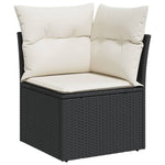 HKH 5 Pcs Conjunto Sofás de Jardim com Almofadões Vime Pe - Preto