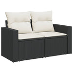 HKH 5 Pcs Conjunto Sofás de Jardim com Almofadões Vime Pe - Preto