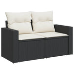 HKH 5 Pcs Conjunto Sofás de Jardim com Almofadões Vime Pe - Preto