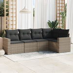 HKH 5 Pcs Conjunto Sofás de Jardim C/ Almofadões Vime Pe - Cinzento