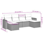 HKH 6 Pcs Conjunto Sofás de Jardim com Almofadões Vime - Cinzento