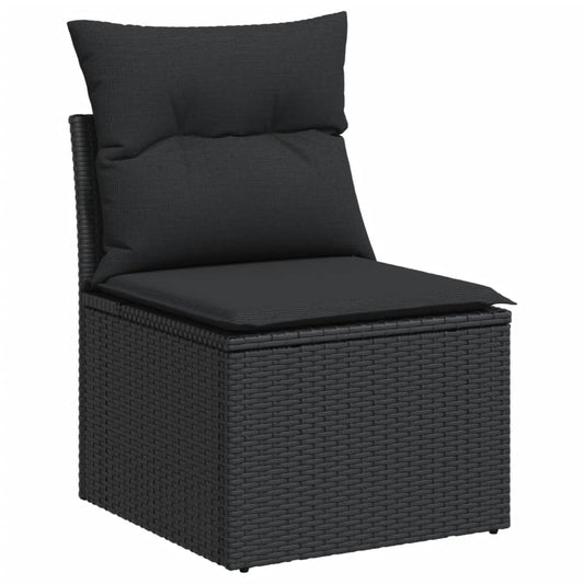 HKH 3 Pcs Conjunto Sofás de Jardim com Almofadões Vime Pe - Preto