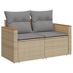 HKH 4 Pcs Conj. Sofás Jardim C/ Almofadões Vime Pe Misturado - Bege
