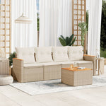HKH 5 Pcs Conjunto de Sofás P/ Jardim com Almofadões Vime Pe - Bege