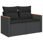 HKH 5 Pcs Conjunto Sofás de Jardim com Almofadões Vime Pe - Preto