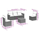 HKH 6 Pcs Conjunto Sofás de Jardim C/ Almofadões Vime Pe - Preto