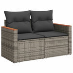 HKH 6 Pcs Conjunto Sofás de Jardim com Almofadões Vime - Cinzento