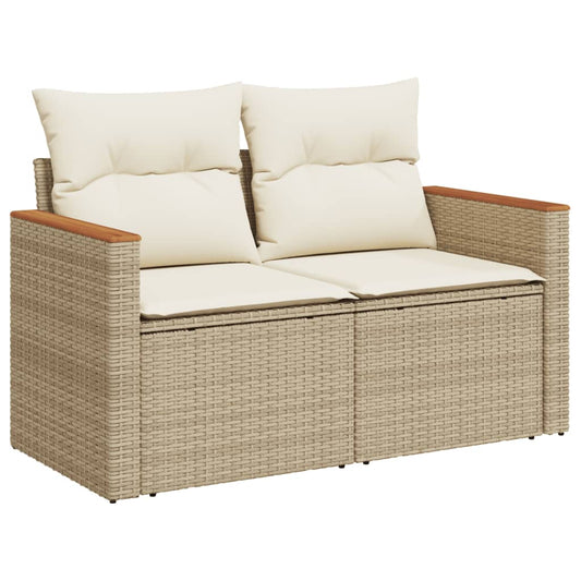 HKH 4 Pcs Conjunto de Sofás para Jardim C/ Almofadões Vime Pe - Bege