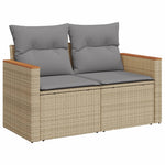 HKH 4 Pcs Conj. Sofás Jardim C/ Almofadões Vime Pe Misturado - Bege