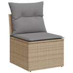 HKH 4 Pcs Conj. Sofás Jardim C/ Almofadões Vime Pe Misturado - Bege