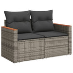 HKH 4 Pcs Conjunto Sofás de Jardim C/ Almofadões Vime Pe - Cinzento