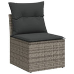 HKH 4 Pcs Conjunto Sofás de Jardim C/ Almofadões Vime Pe - Cinzento