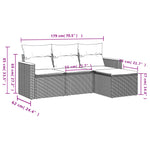 HKH 4 Pcs Conjunto Sofás de Jardim C/ Almofadões Vime Pe - Cinzento