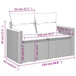 HKH 4 Pcs Conjunto Sofás de Jardim C/ Almofadões Vime Pe - Cinzento