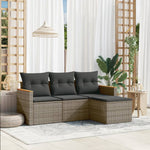HKH 4 Pcs Conjunto Sofás de Jardim C/ Almofadões Vime Pe - Cinzento