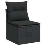 HKH 5 Pcs Conjunto Sofás de Jardim com Almofadões Vime Pe - Preto
