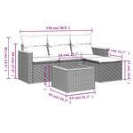 HKH 5 Pcs Conjunto de Sofás P/ Jardim com Almofadões Vime Pe - Bege