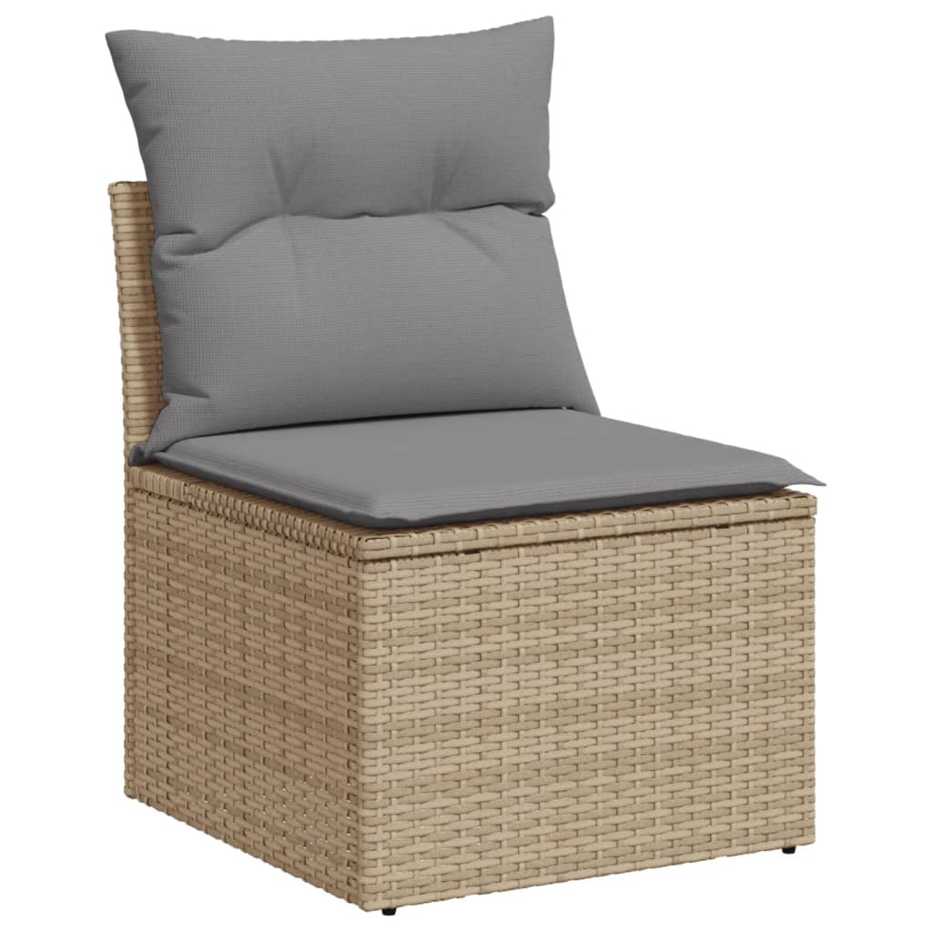 HKH 5 Pcs Conj. Sofás Jardim C/ Almofadões Vime Pe Misturado - Bege