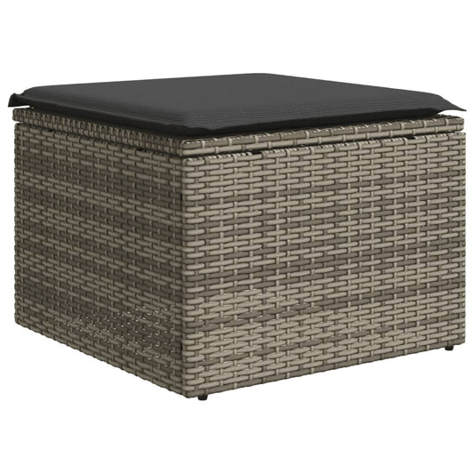 HKH 5 Pcs Conjunto Sofás de Jardim C/ Almofadões Vime Pe - Cinzento