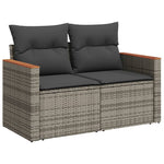 HKH 5 Pcs Conjunto Sofás de Jardim C/ Almofadões Vime Pe - Cinzento