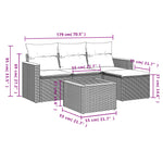 HKH 5 Pcs Conjunto Sofás de Jardim C/ Almofadões Vime Pe - Cinzento
