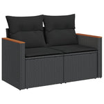 HKH 5 Pcs Conjunto Sofás de Jardim com Almofadões Vime Pe - Preto