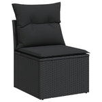 HKH 5 Pcs Conjunto Sofás de Jardim com Almofadões Vime Pe - Preto